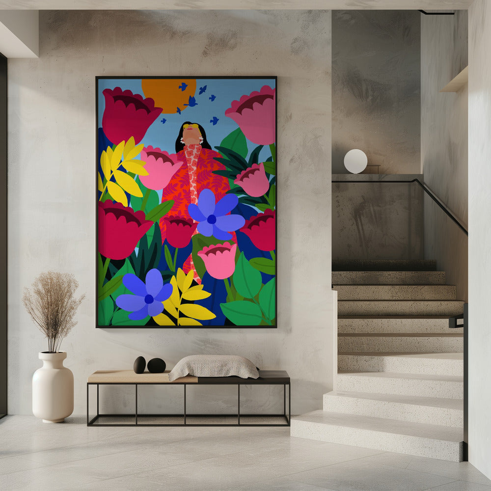 Woman in Flower Garden | Poster