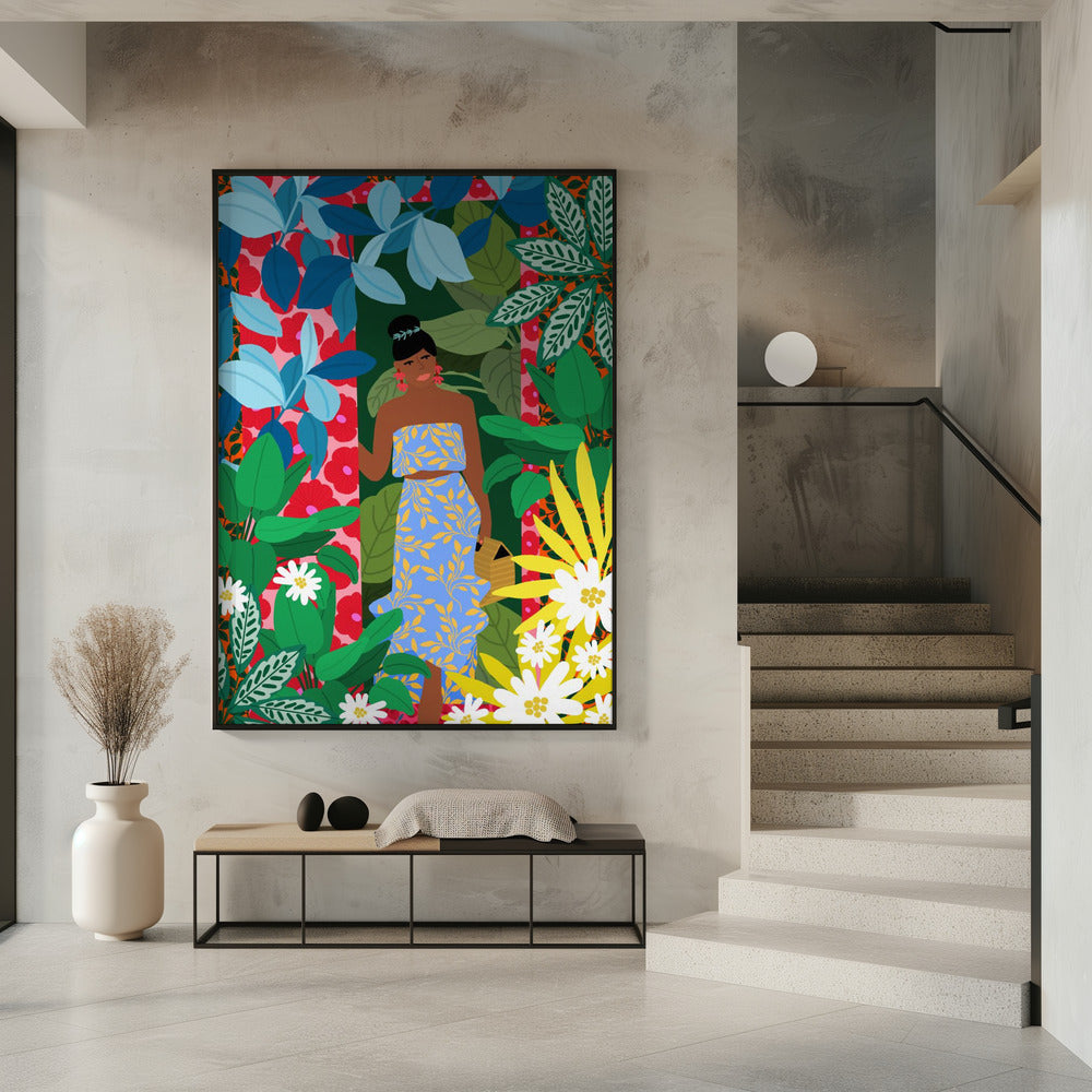 Woman In A Dress With Flowers | Poster