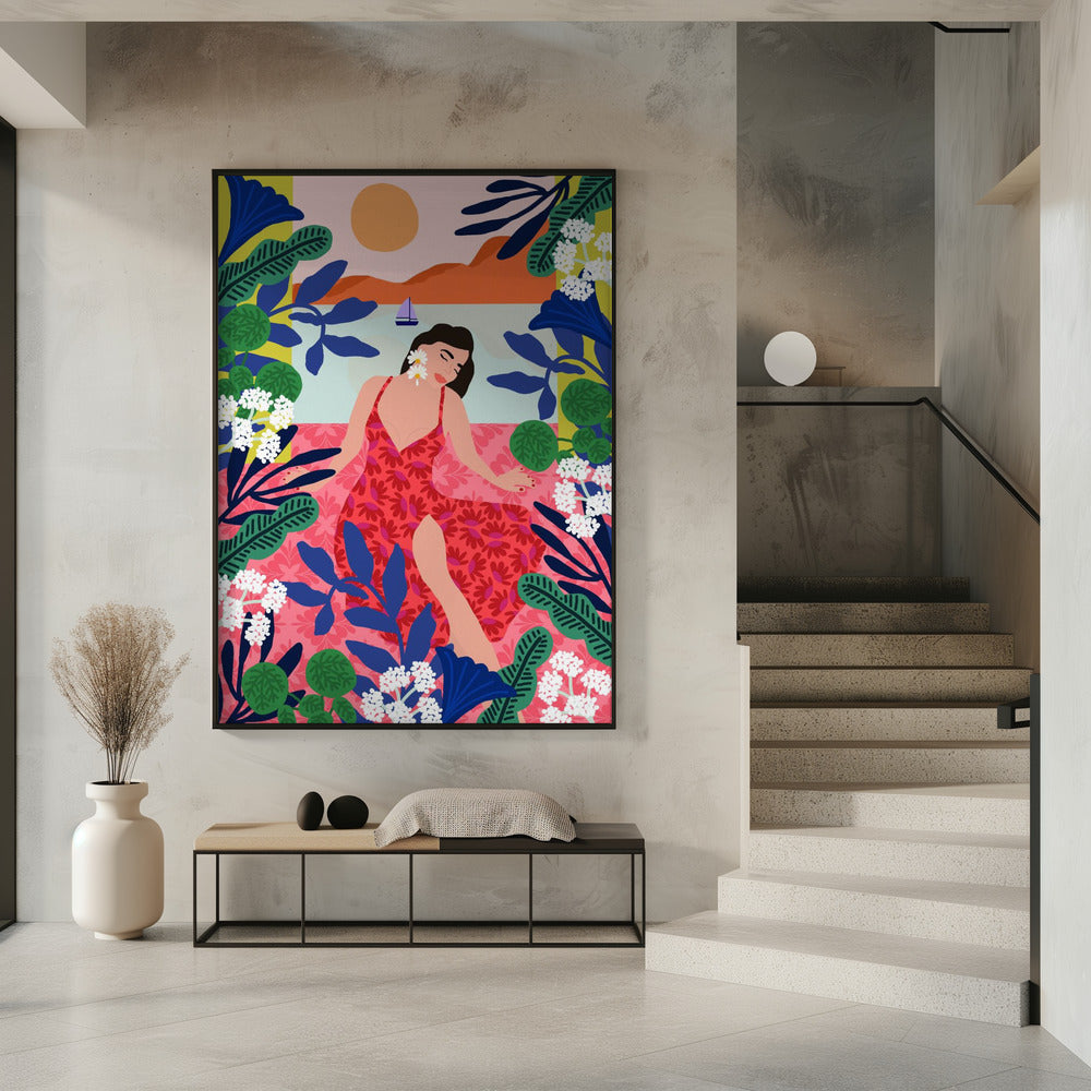 Floral Sunset Girl | Poster