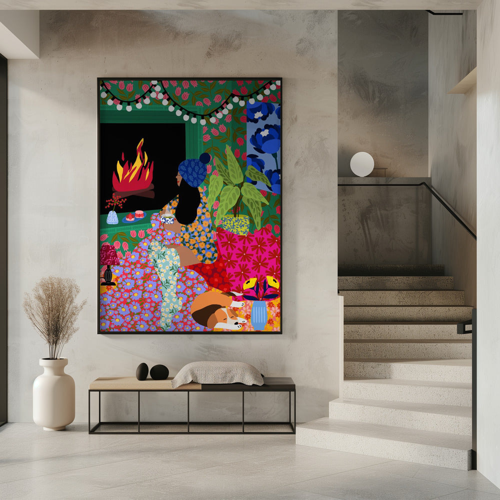 Relaxing In Front of My Fireplace | Poster