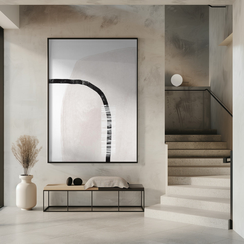 Black Lines On A Soft White Textured Background | Poster