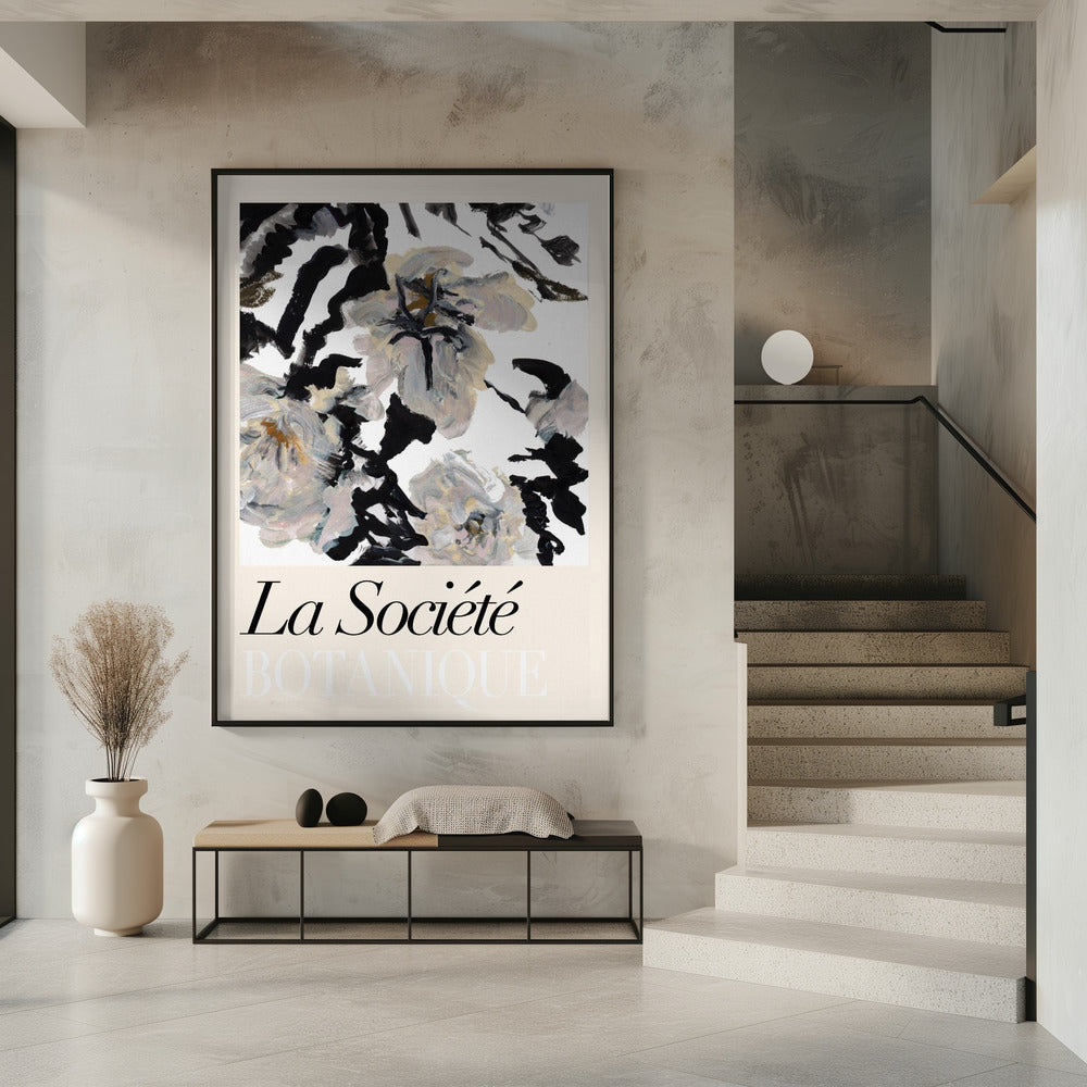 La Société Botanique Balck and White and Cream Flowers 2 | Poster