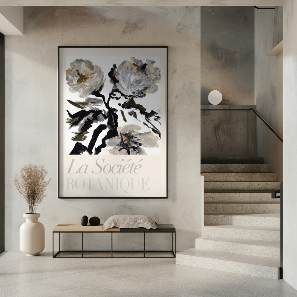 La Société Botanique Black, White and Cream Flowers | Poster