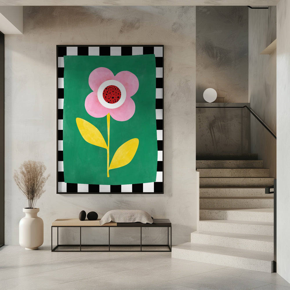 Pink Flower with Yellow Leaves | Poster