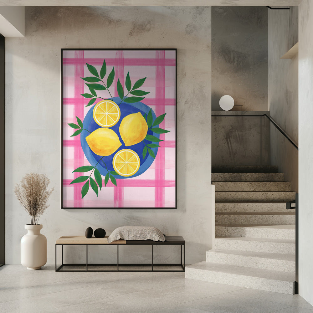Lemons on a Blue Plate | Poster