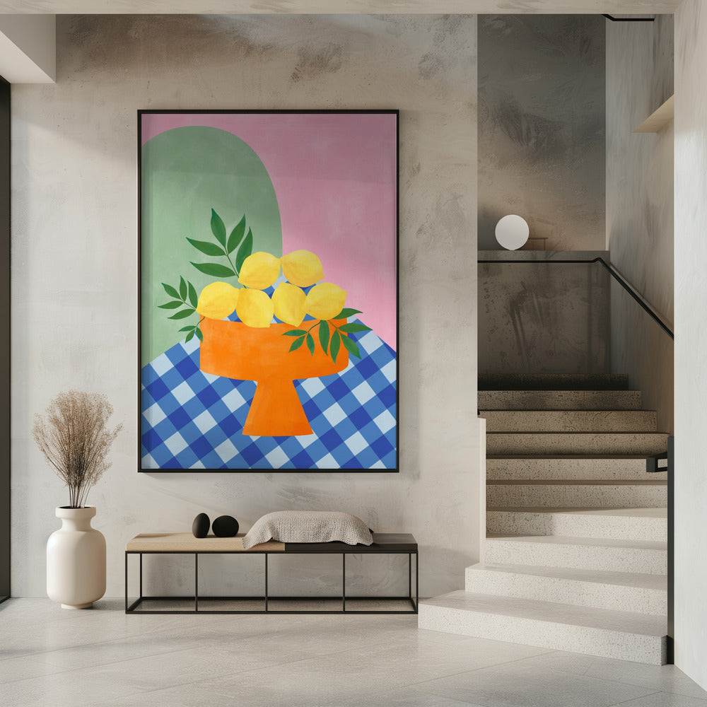 Yellow Lemons with Green Leaves | Poster