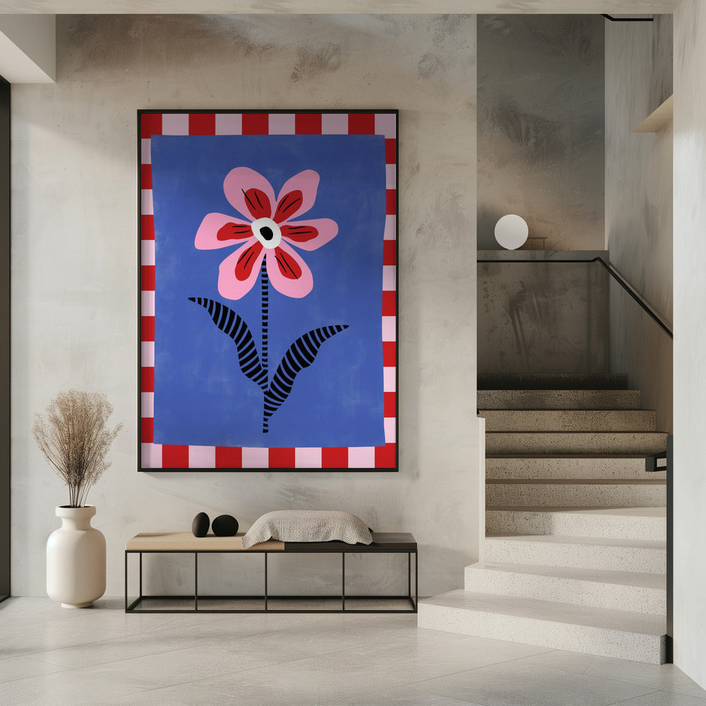 Flower with Pink Petals and Striped Leaves | Poster