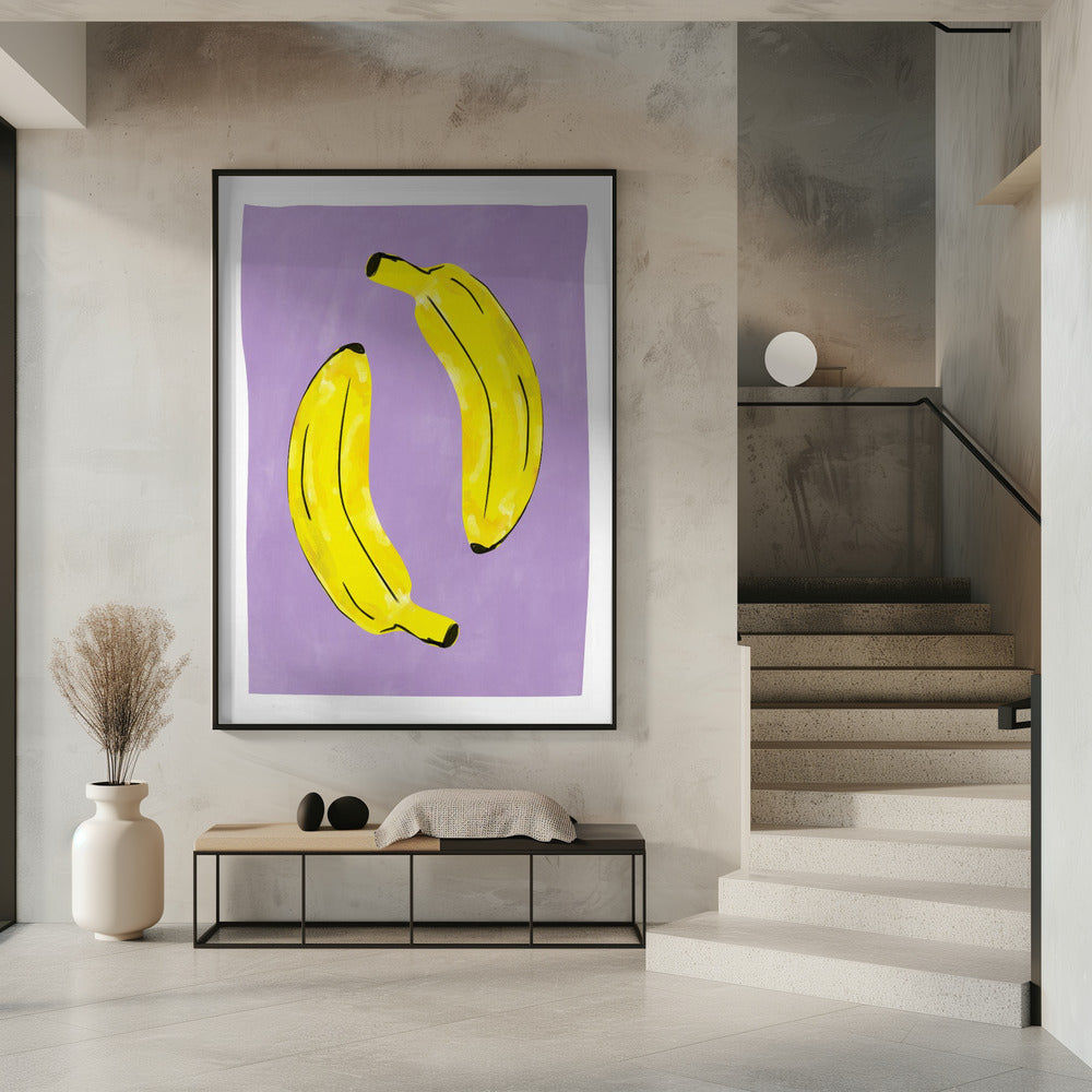Two Vibrant Yellow Bananas | Poster