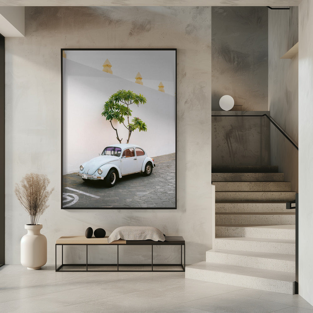 Pastel Volskwagen Beetle in the streets of Oaxaca Mexico | Poster