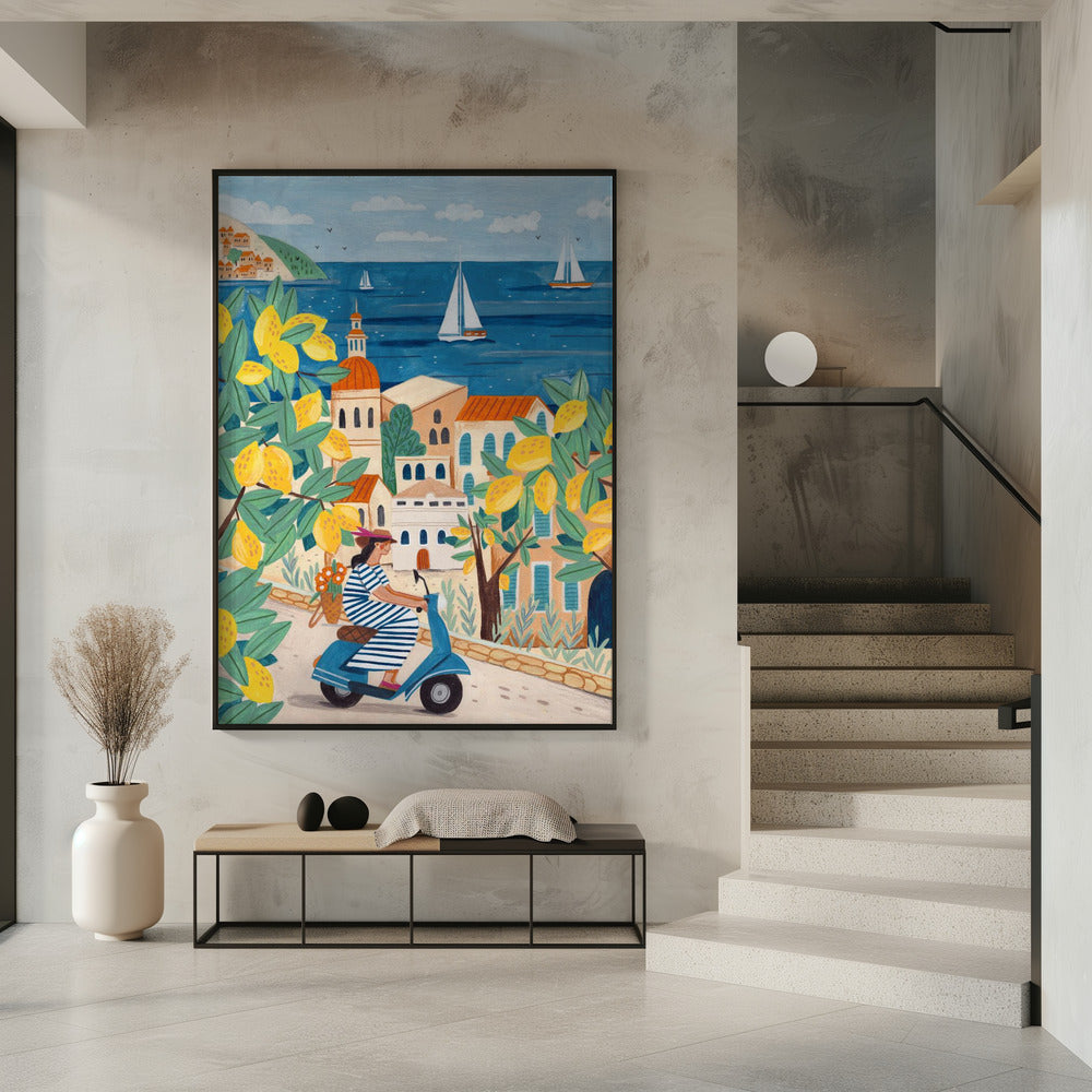 Travel poster woman on the Amalfi coast, Italy | Poster