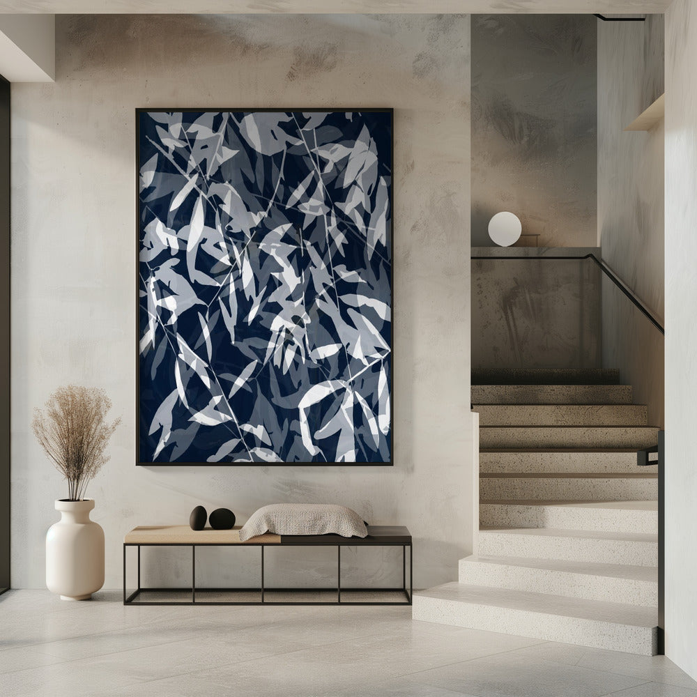 Navy White Bamboo 3 | Poster