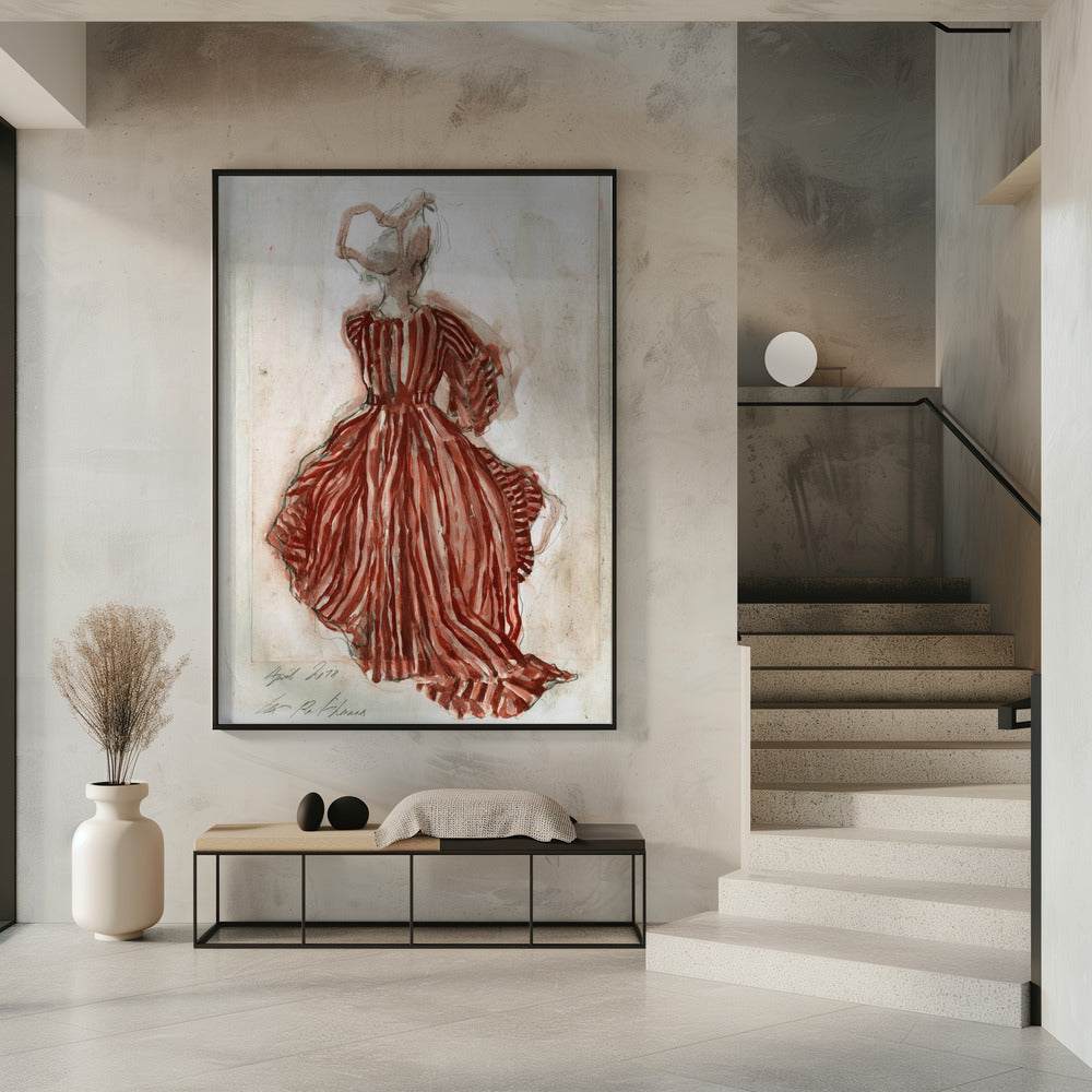 Woman In A Red Striped Dress | Poster