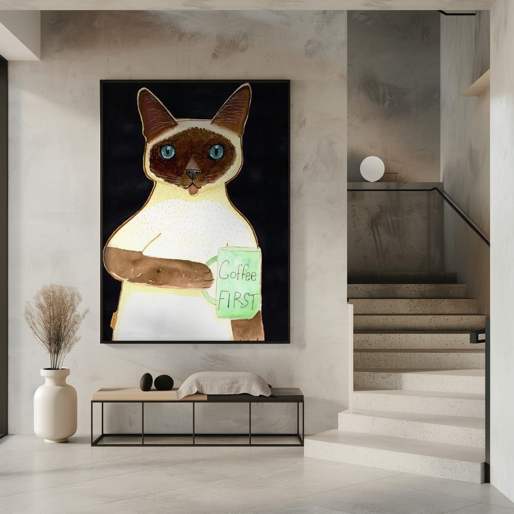 coffee cat 2 Siamese | Poster