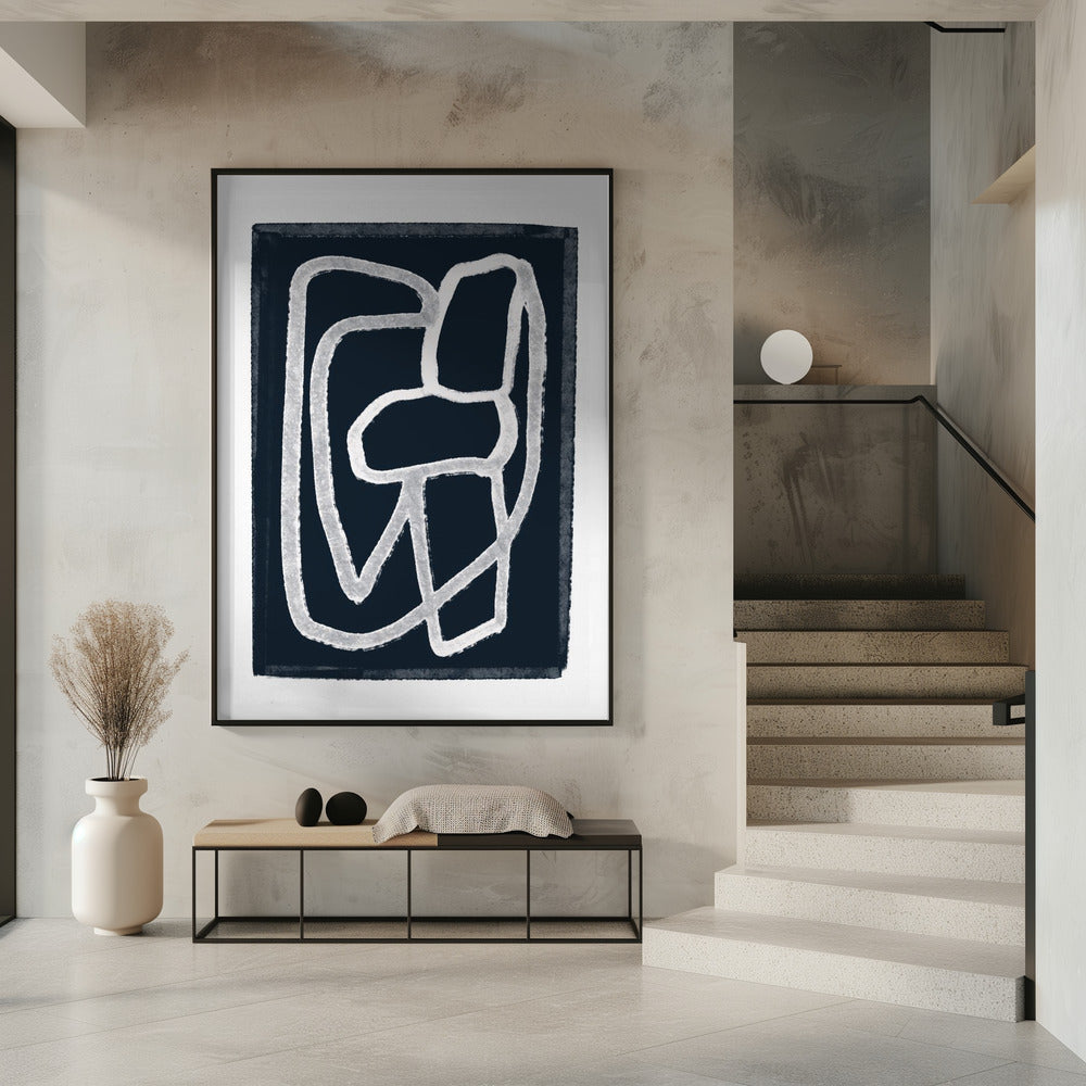 Navy Abstract Lines | Poster