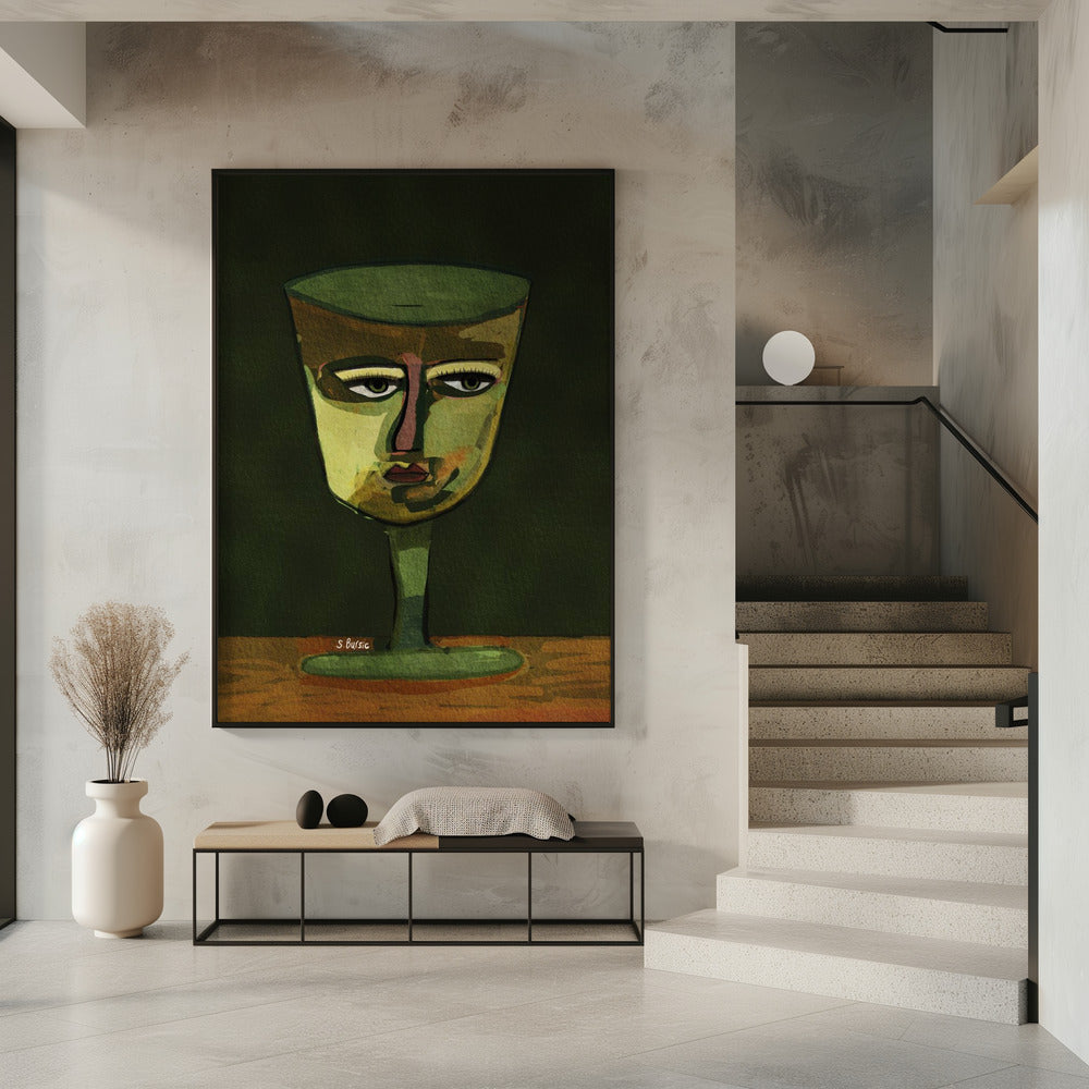 Wine Glass Lady green | Poster