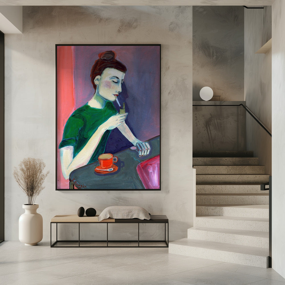 Lady lighting cigarette | Poster