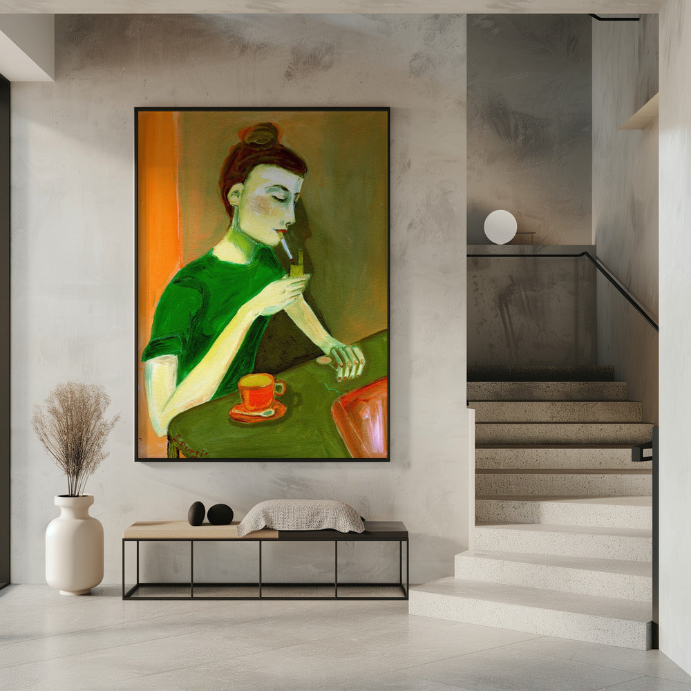 Lady lighting cigarette | Poster