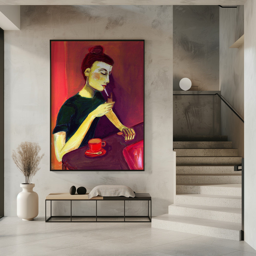 Lady lighting cigarette | Poster