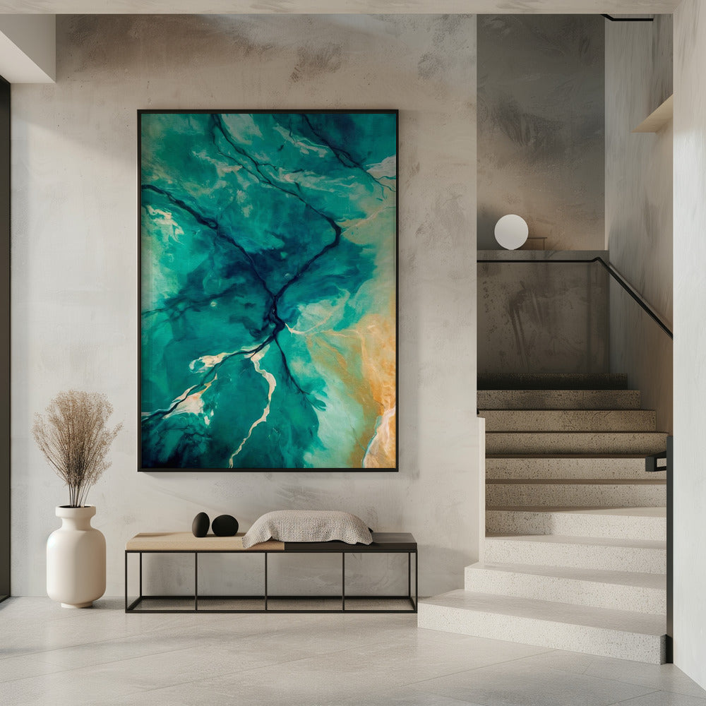 Aerial Landscapes And Flowing Water | Poster