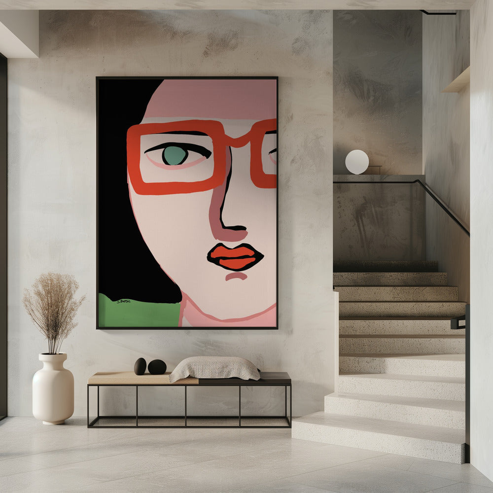 Lady with red glasses | Poster