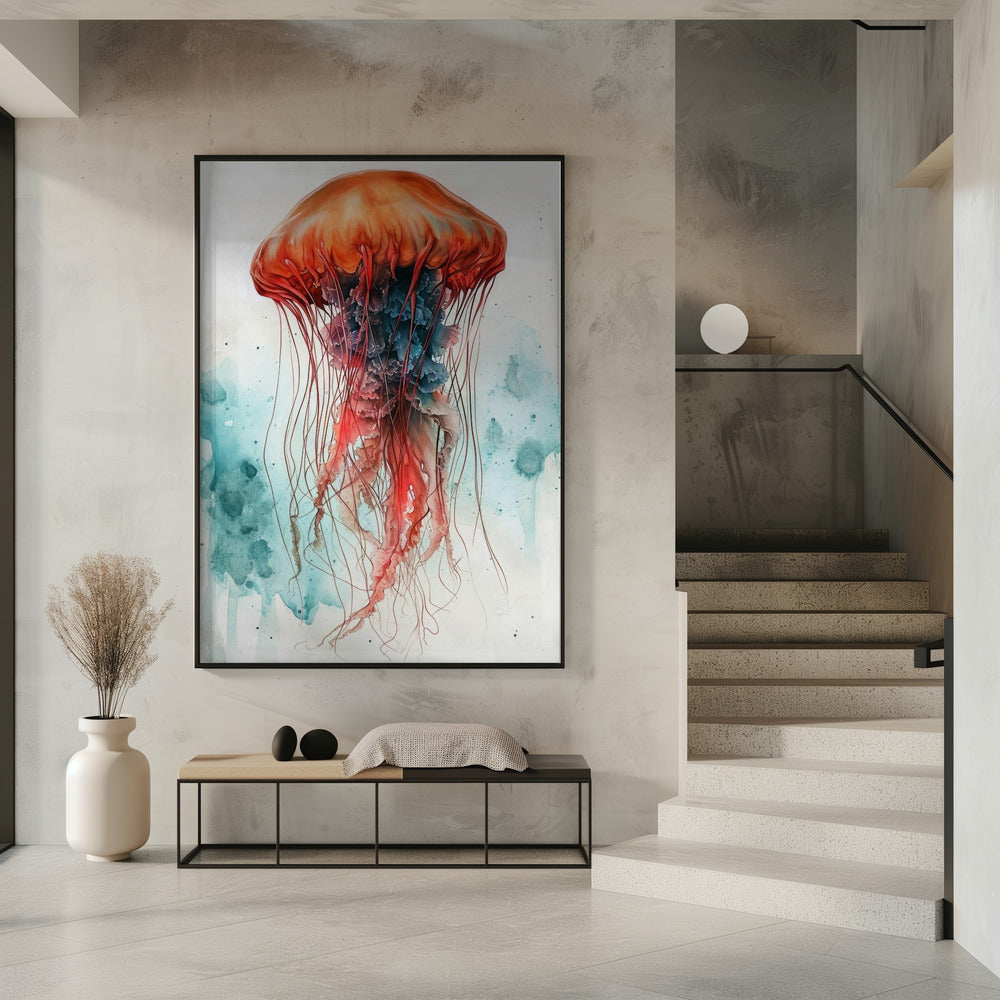 Animal Watercolor Art Medusa Sea Life | Poster
