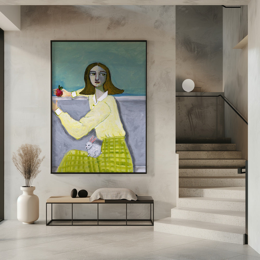 Lady Sitting with Rabbit | Poster