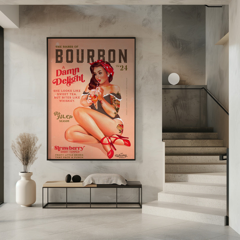 Bourbon Babes Vol 22 Vintage Pinup Girl Drinking A Cocktail | Poster