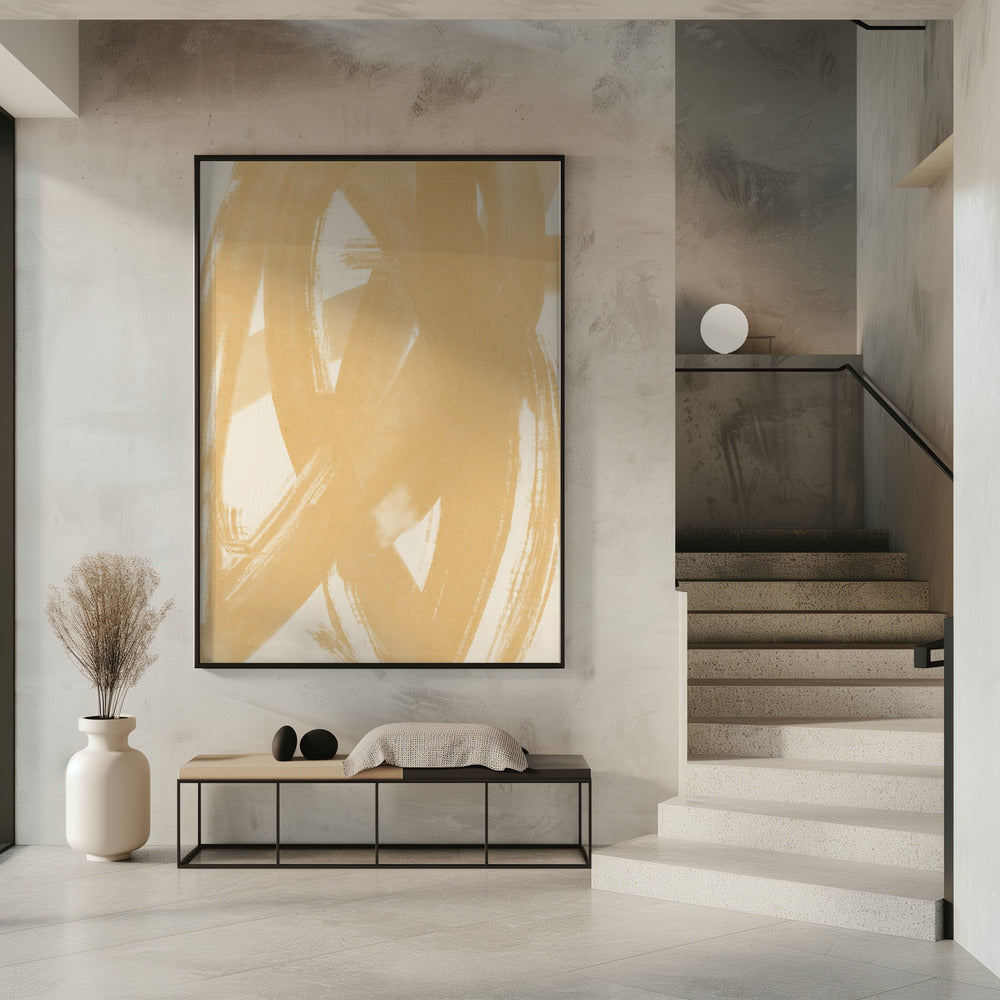 Dynamic Beige Brushstrokes | Poster