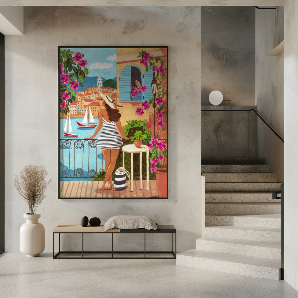 Travel poster woman in Saint-Tropez, France | Poster