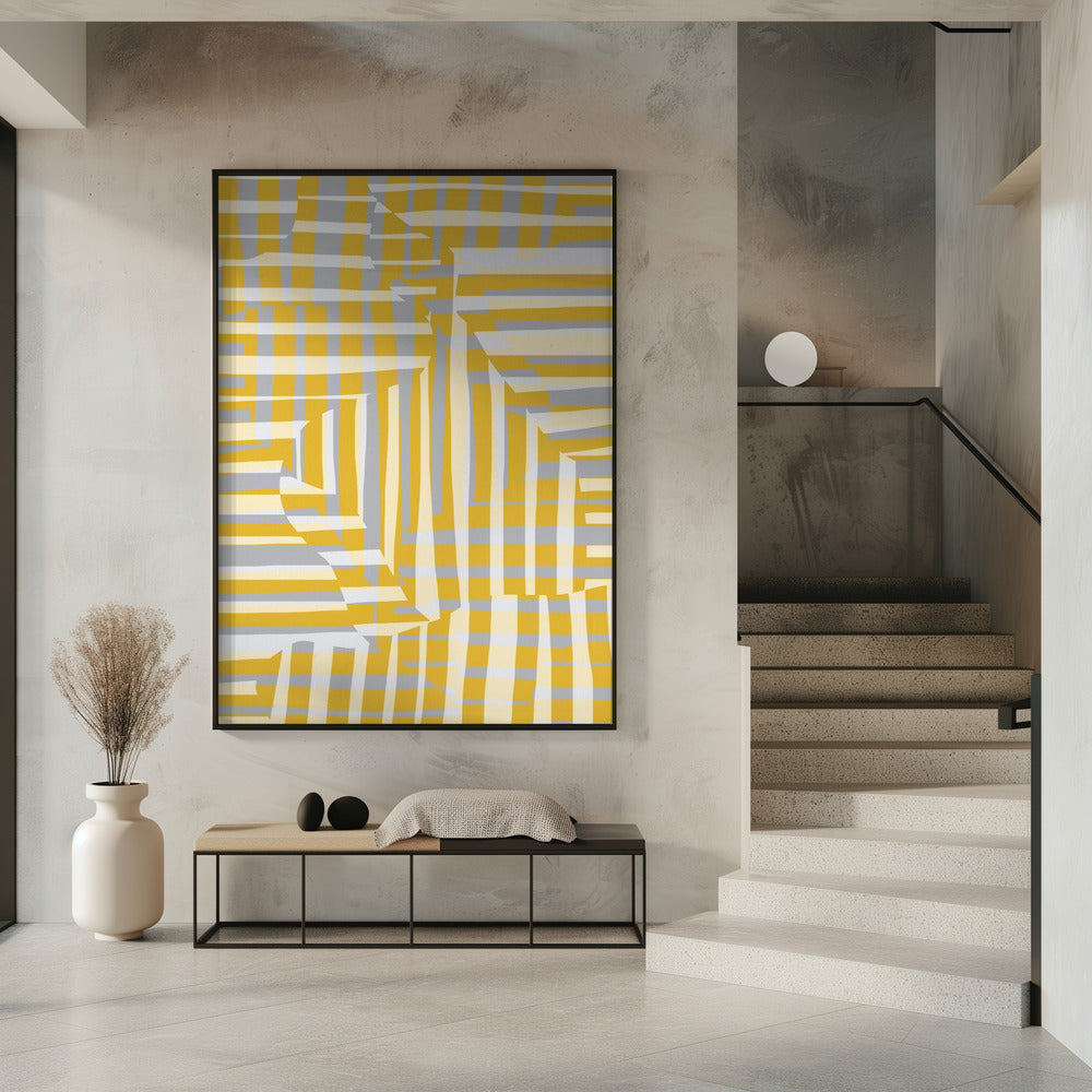 Yellow line and stripe with grey variation | Poster