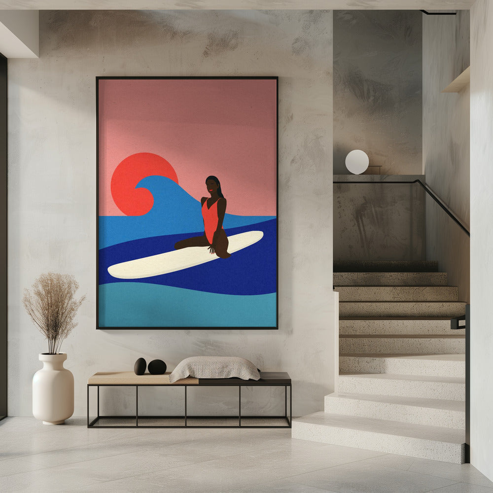 Girl On a Surfboard | Poster