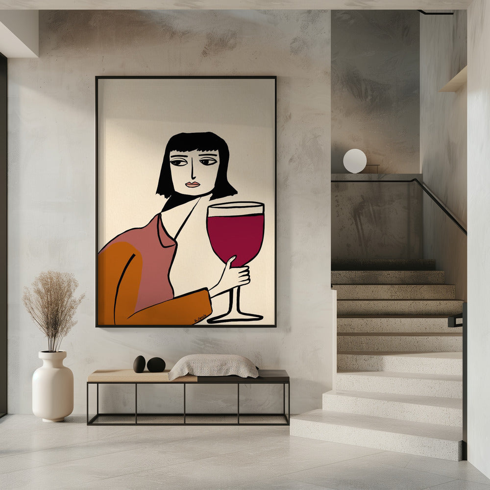 Ladying drinking wine | Poster