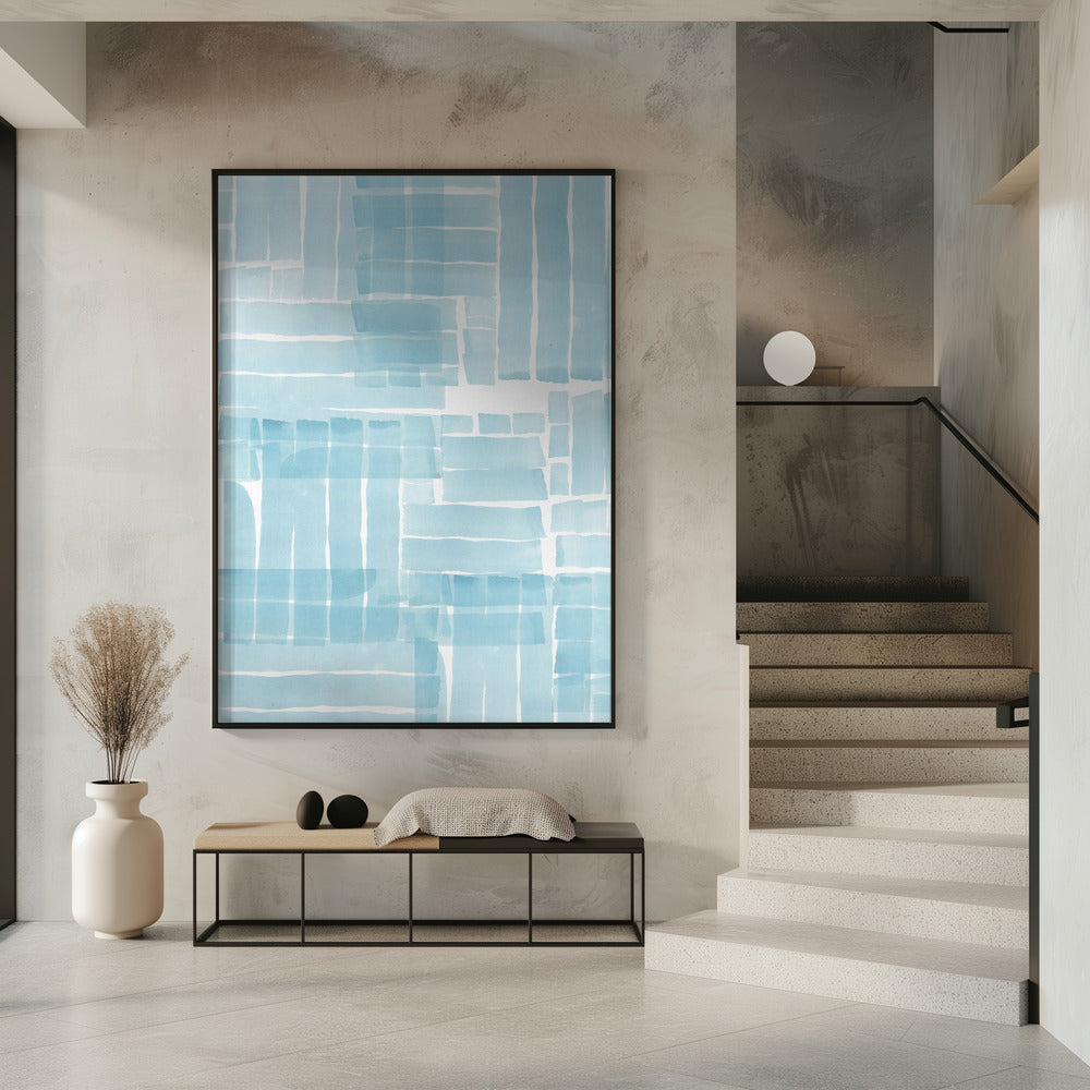 Light Blue Watercolour Grid Wash 3 | Poster