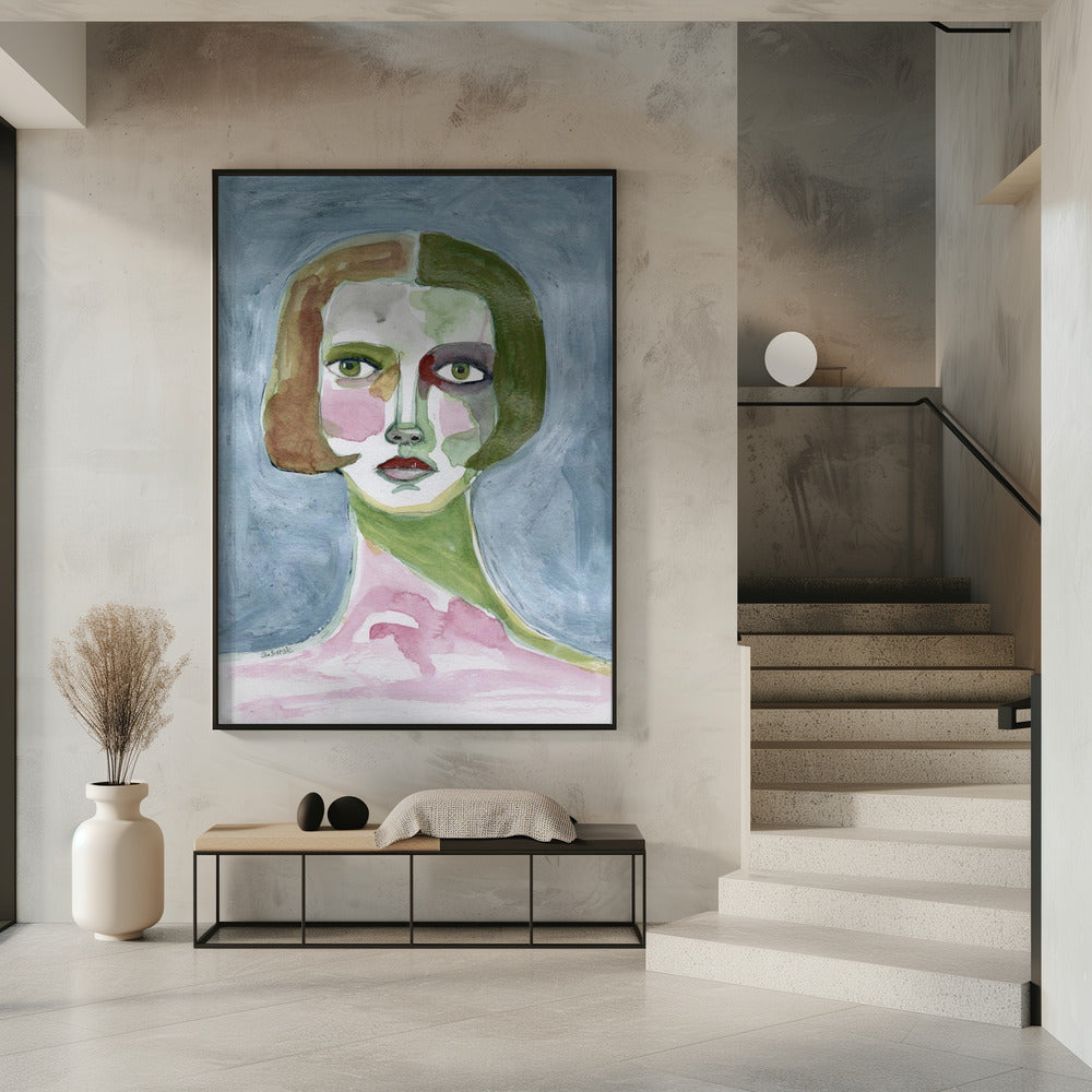 Lady with Bob haircut Grey Background | Poster