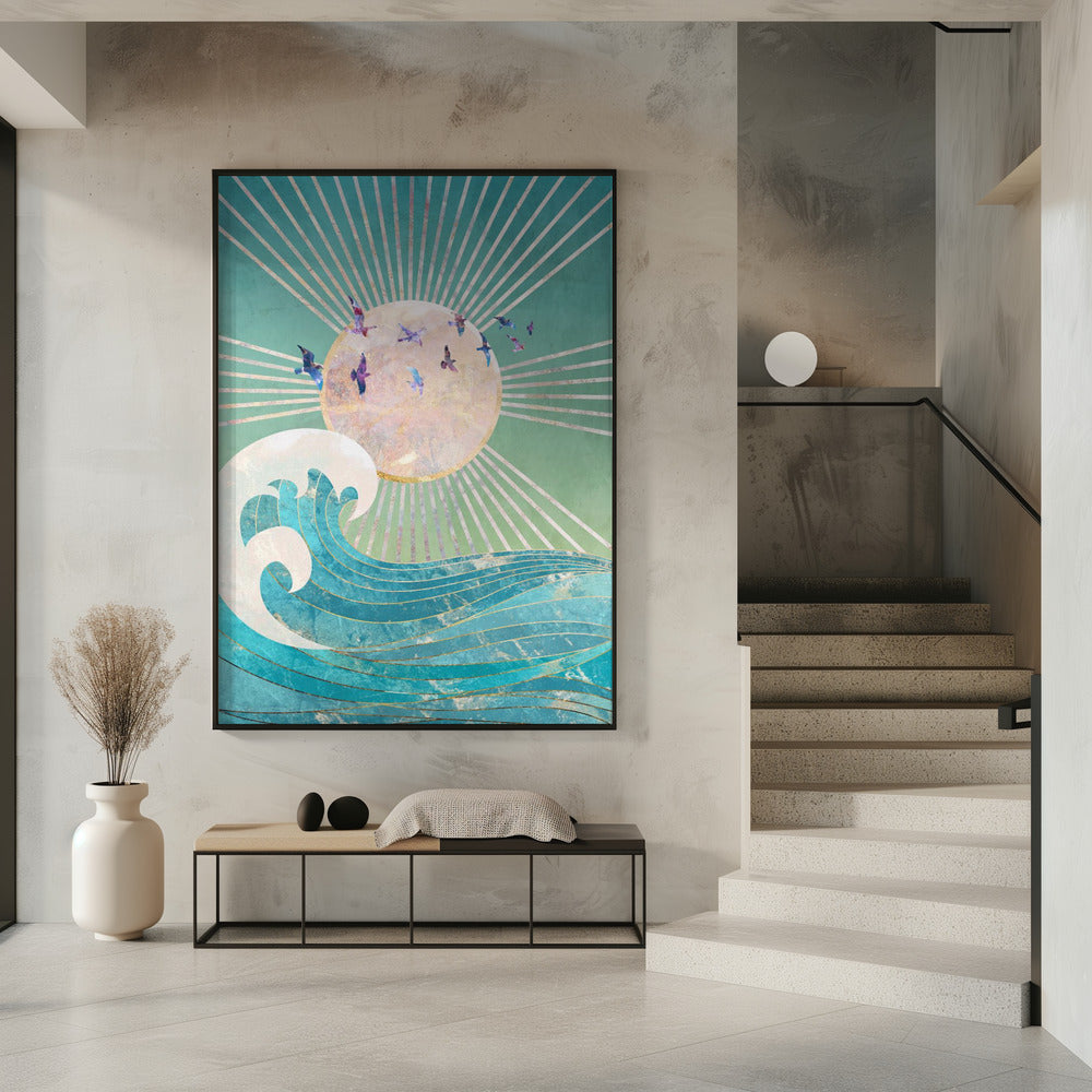 Sunset Golden Ocean Turquoise | Poster