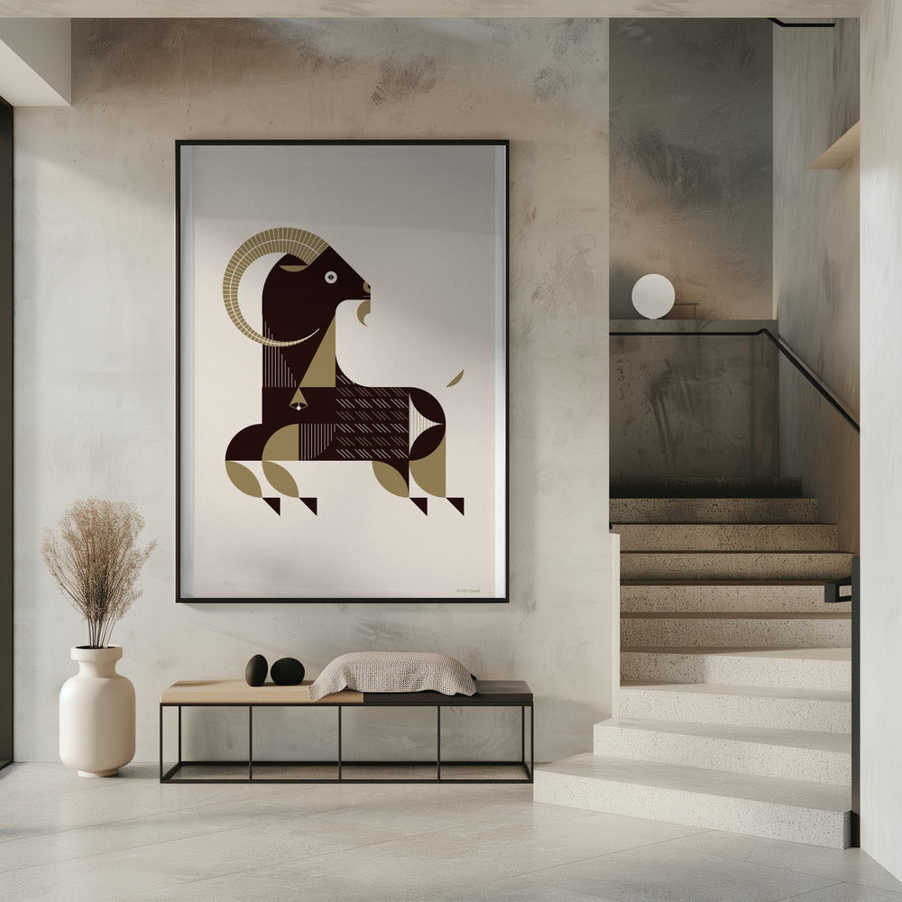 Golden Animals - Kri Kri Goat (White) | Poster