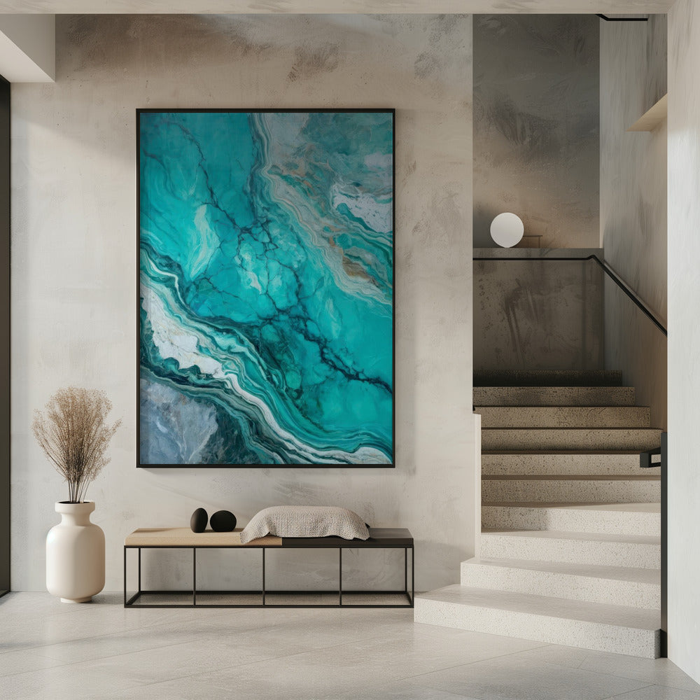 Abstract Patterns With Swirling Turquoise | Poster