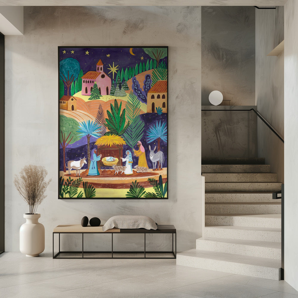 Nativity Scene starry night | Poster
