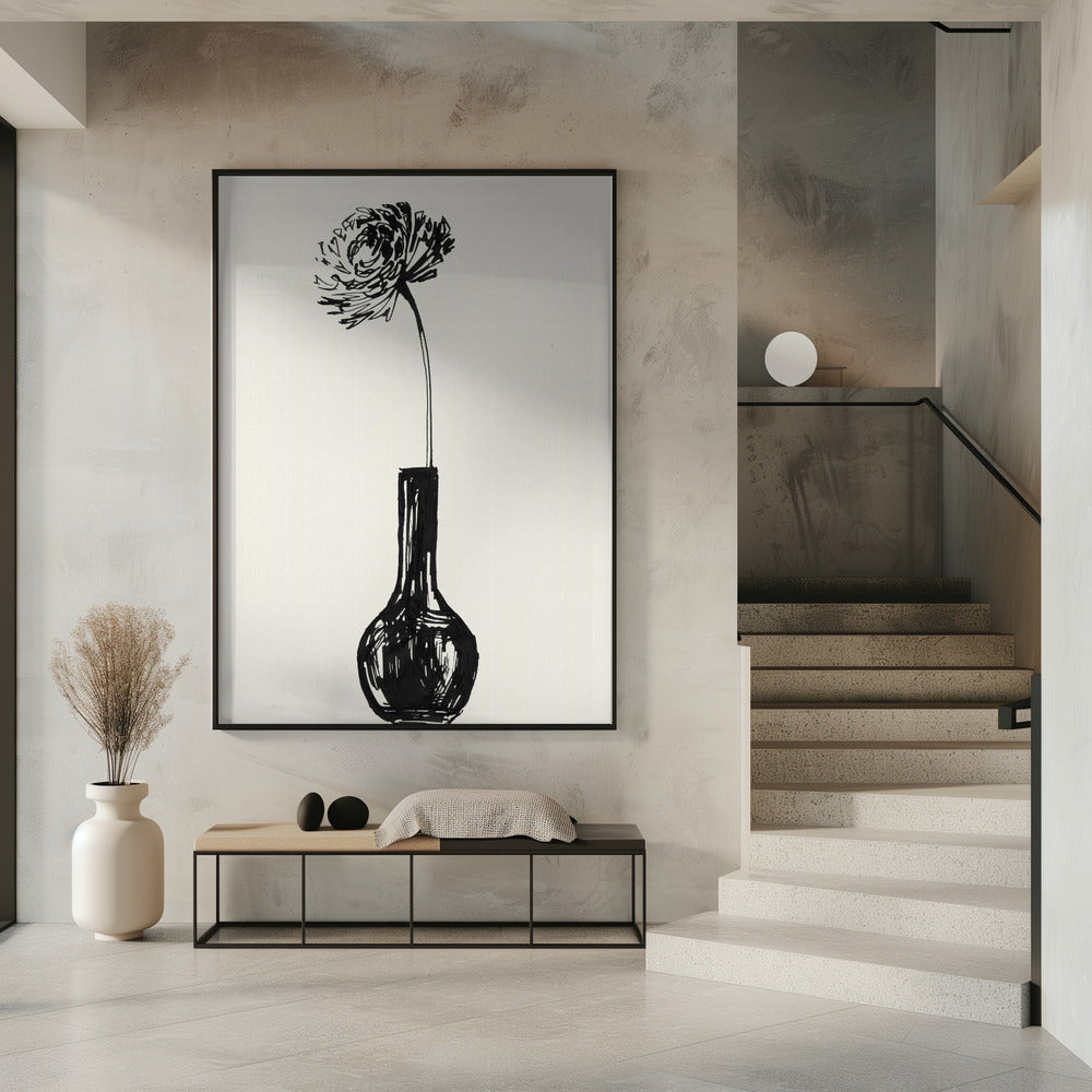 Flower in a vase ink sketch | Poster