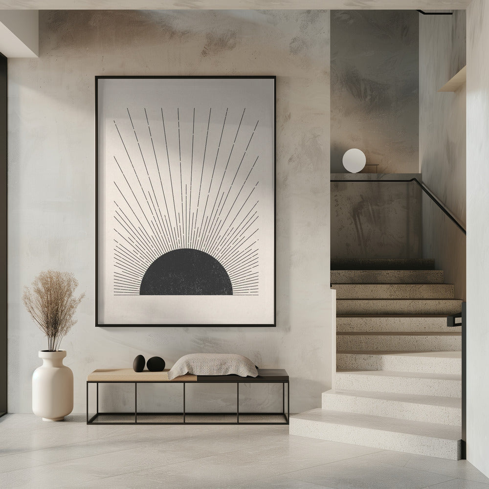 Woodblock The sun Illustration | Poster