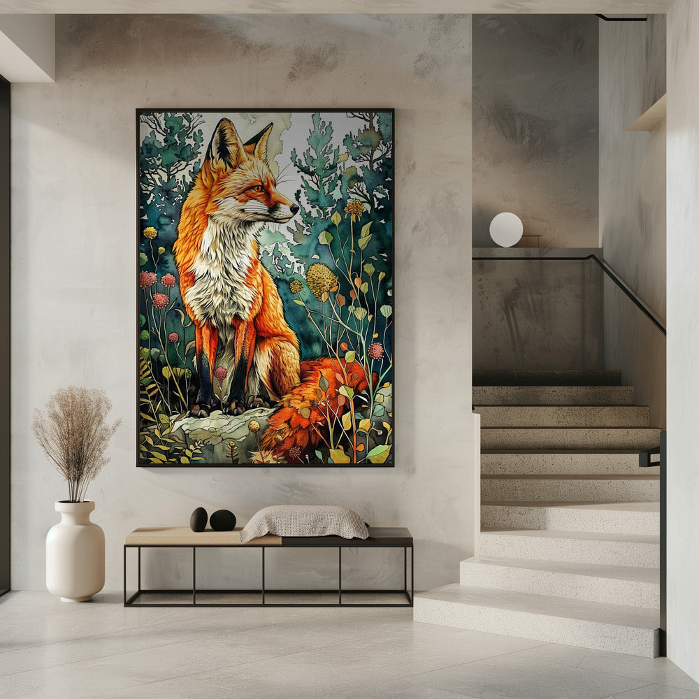 Animal watercolor art Fox 13 | Poster