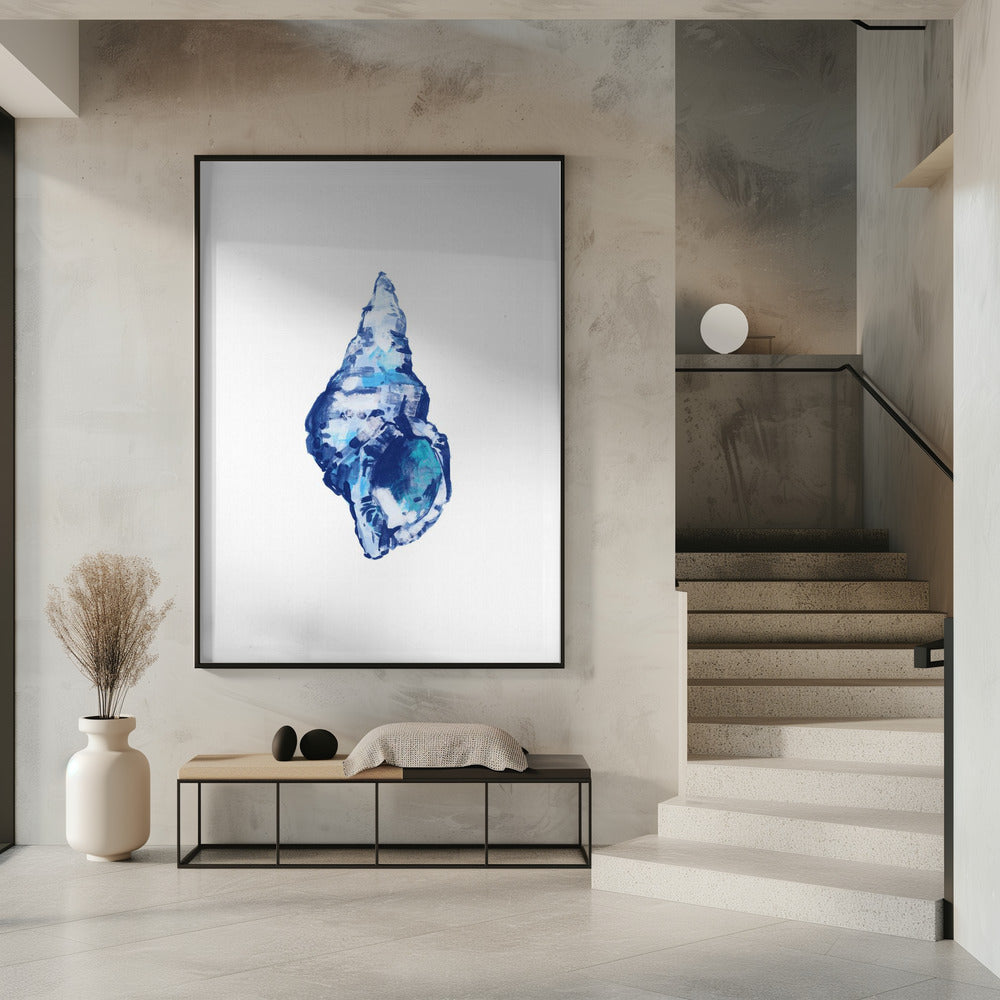 Blue Seashell On White Background No 2 | Poster