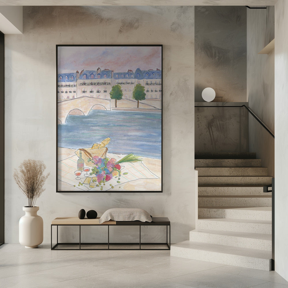 Paris Picnic At the Seine | Poster