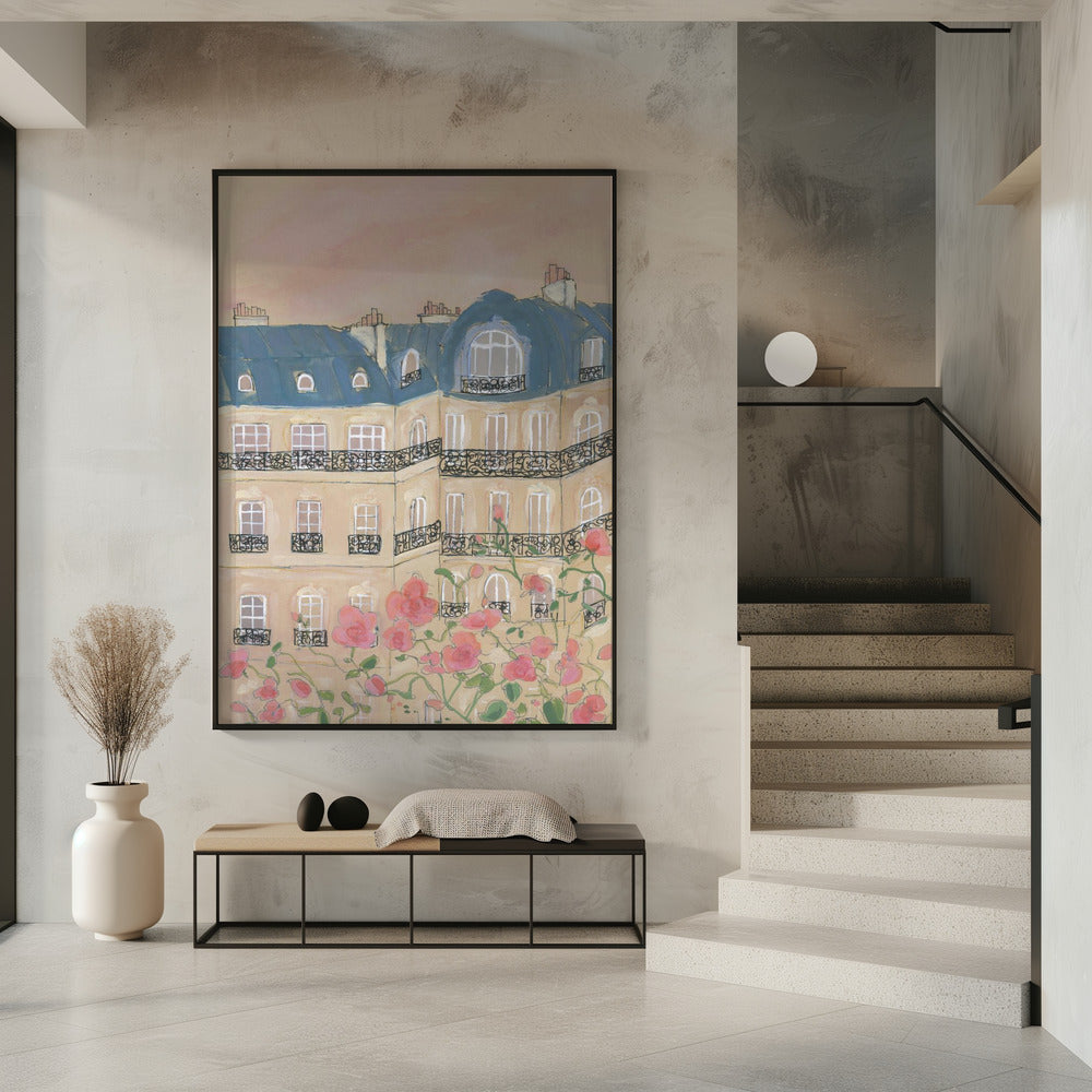 Sunset Over Paris Buildings | Poster