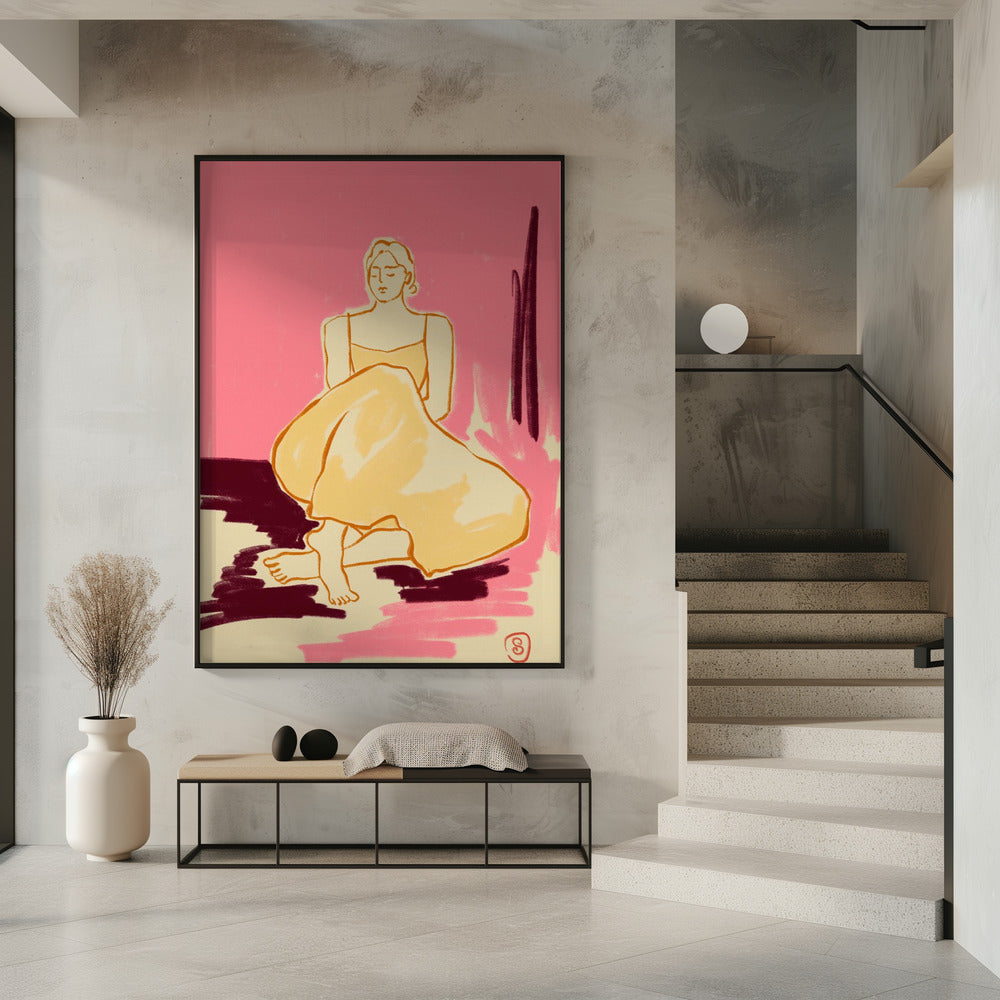 Seated Figure In A Flowing Dress | Poster