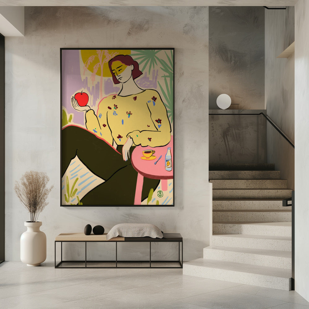 Woman With Apple | Poster