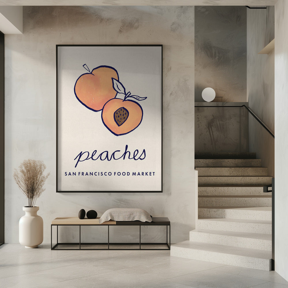 Food Art - Peaches San Francisco Food Market | Poster