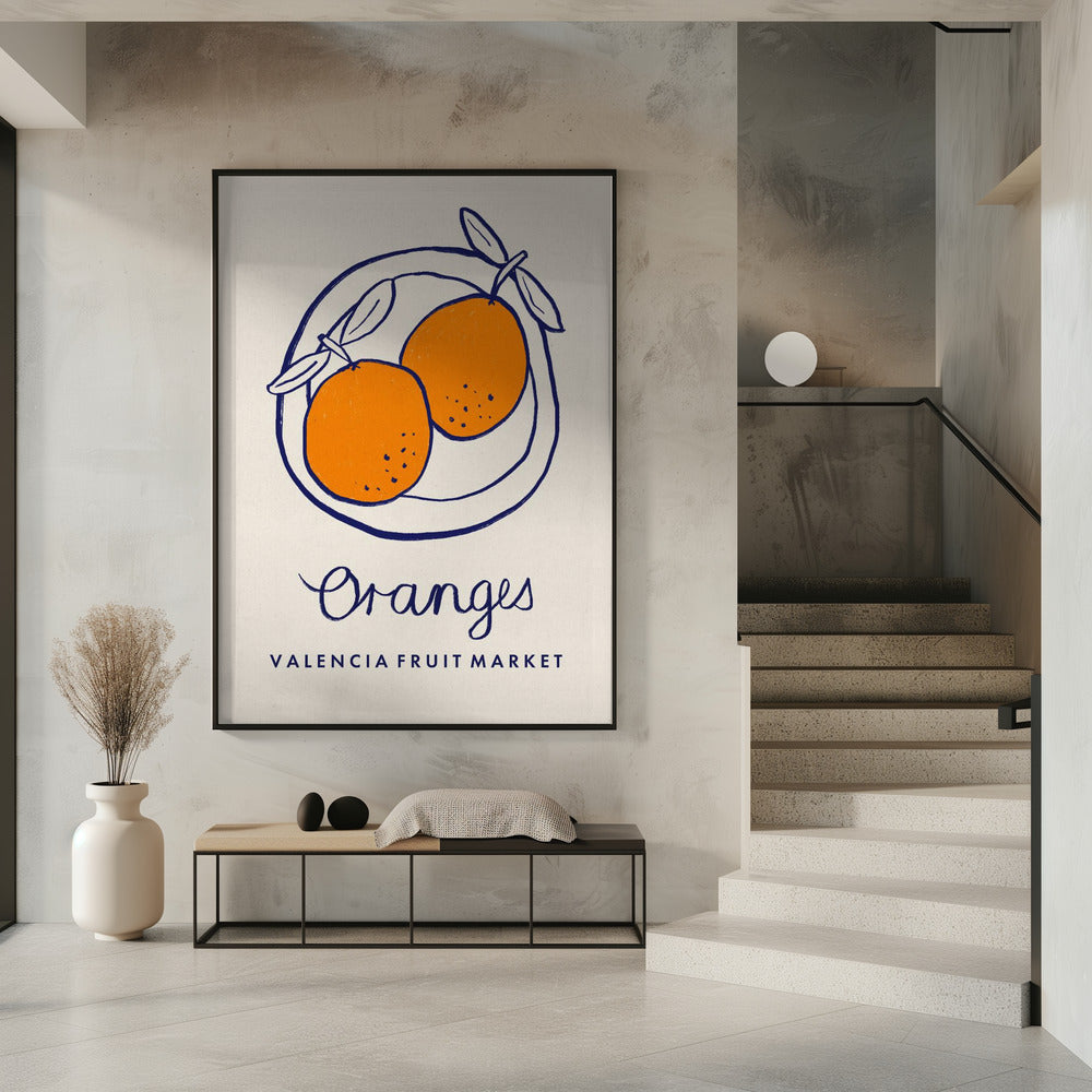Food Art - Oranges Valencia Fruit Market | Poster