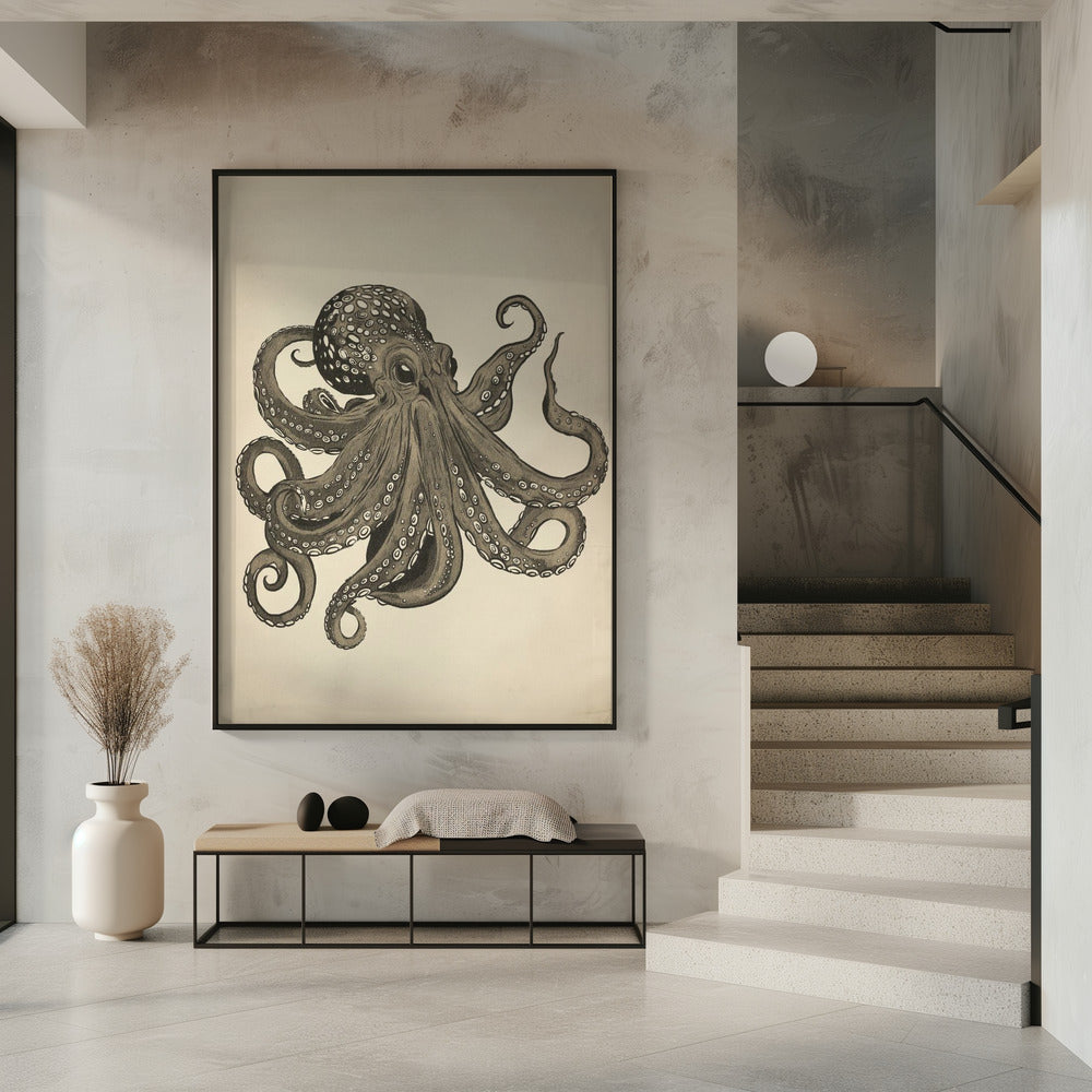 Octopus vintage handpainted | Poster