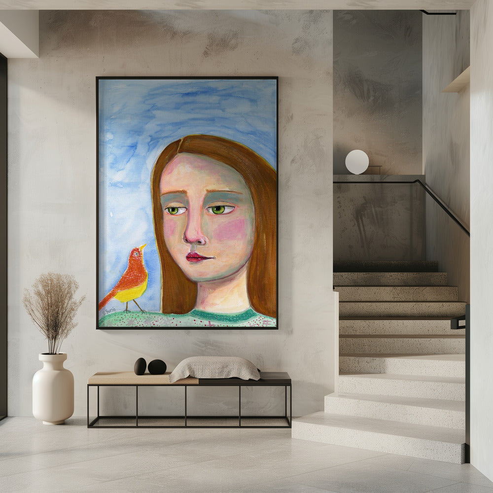 Lady With little Bird | Poster